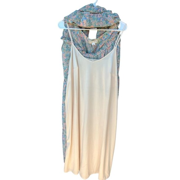 Women's Ava & Viv Pastel Floral Tiered Maxi Dress Flutter Sleeves Plus Size 1X - Picture 7 of 10